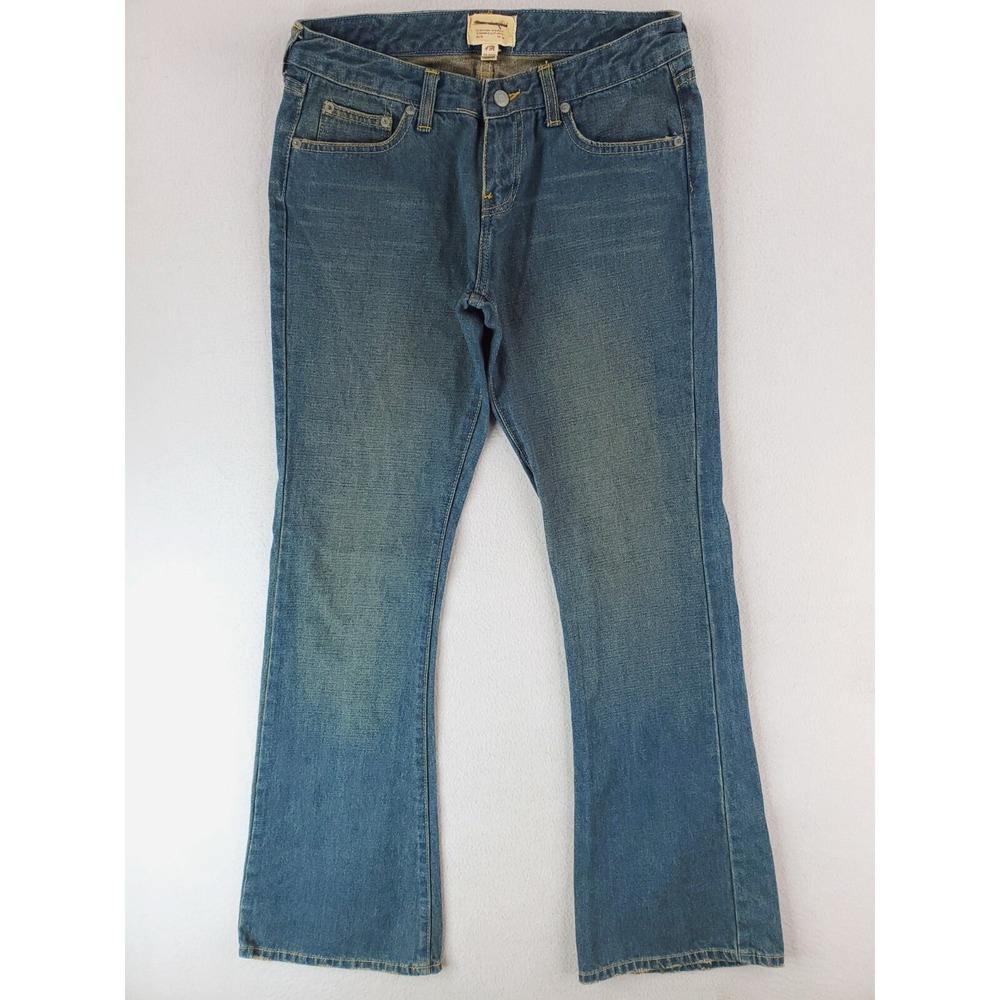Vintage Abercrombie Fitch Jean Womens 4 Blue Flared Boot Low Rise Y2K Dirty Wash